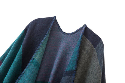 Shmily Girl Poncho Damen Strick Poncho Winter Warm Elegant Poncho Decke Poncho Cape Mantel Übergroße Poncho Schal Frauen