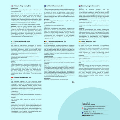 Calcium Magnesium Zinc - 400 Tablets 1+ Year - Magnesium, Vitamin D3, K2, Boron, Selenium, Copper - 500 mg Calcium - Vegan - 1 Tablet Per Day - Gluten Free - Alternative to Capsules - WeightWorld