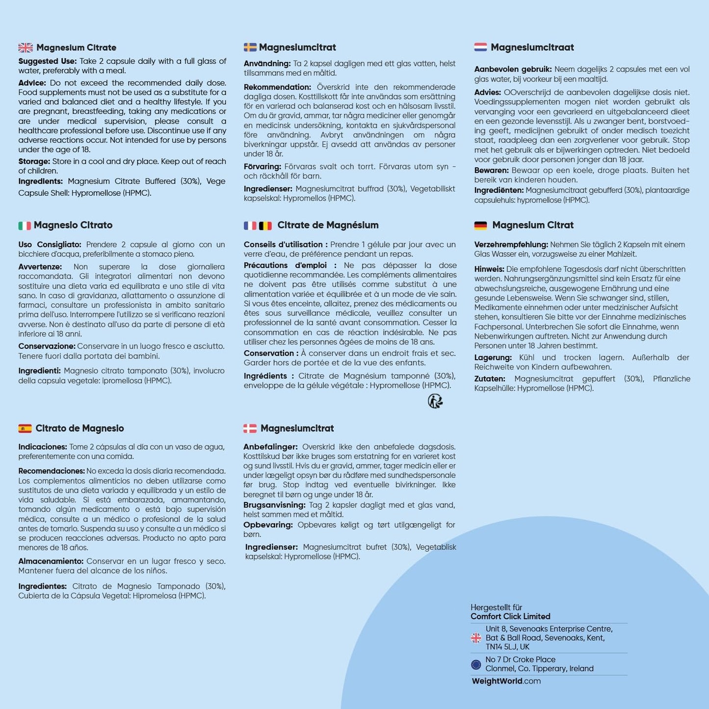 Magnesium Citrate Buffered - 240 Vegan Capsules - 444mg Elemental Magnesium Per Serving - 4 Months Supply - Magnesium Citrate Capsules - Alternative to Tablets or Powder - by WeightWorld