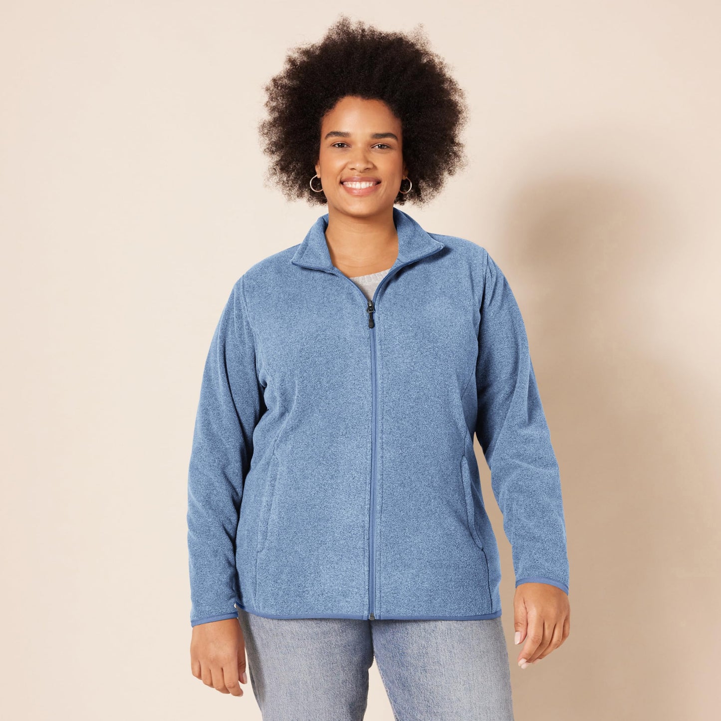 Amazon Essentials Ladies Zip Up Fleece Jacket Classic Fit Knitted Fleece (Available in Plus Sizes)