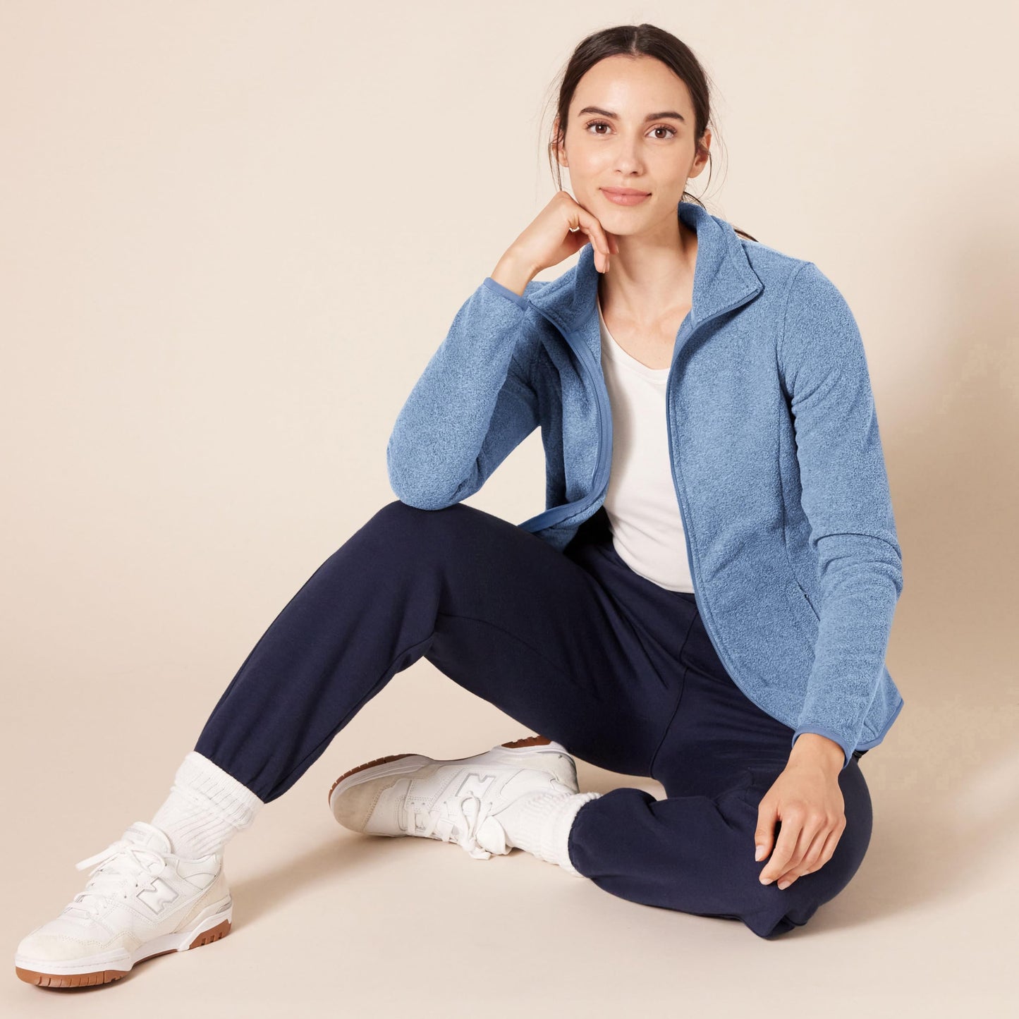 Amazon Essentials Ladies Zip Up Fleece Jacket Classic Fit Knitted Fleece (Available in Plus Sizes)