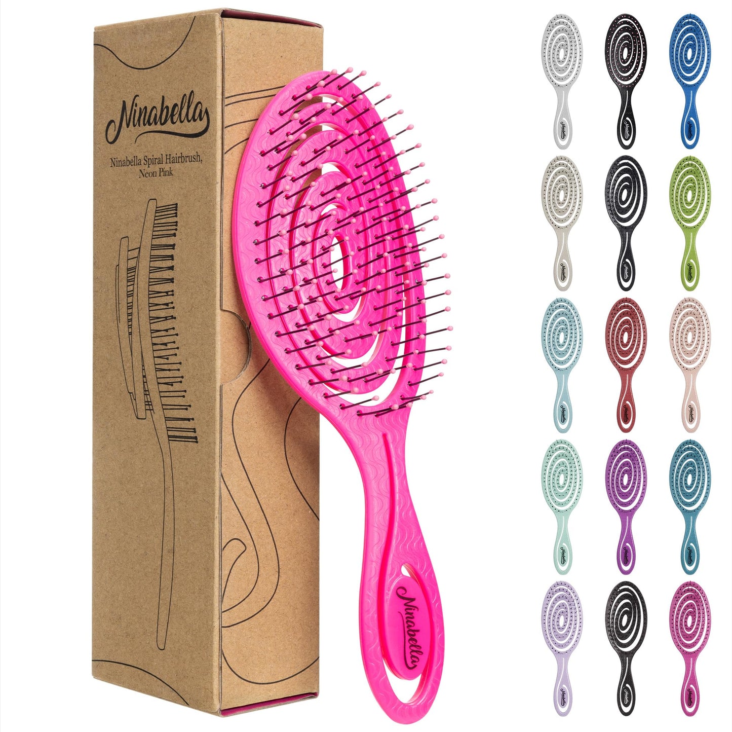 Ninabella Hair Brush without Pulling - Brush for Men and Women - Detangler Brush Also for Curls & Long Hair - Detangling Brush Hair Brushes - Black