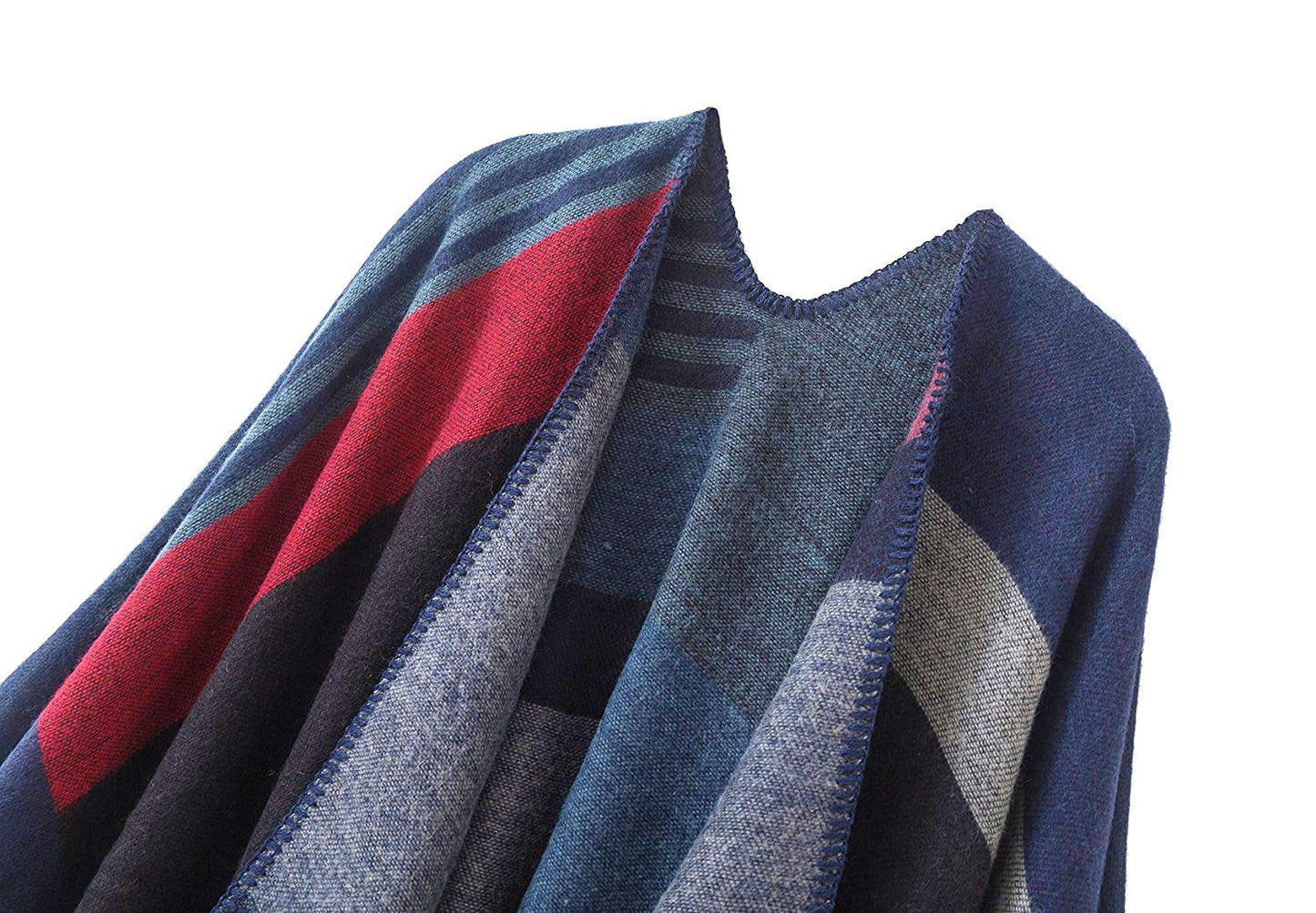 Shmily Girl Poncho Damen Strick Poncho Winter Warm Elegant Poncho Decke Poncho Cape Mantel Übergroße Poncho Schal Frauen