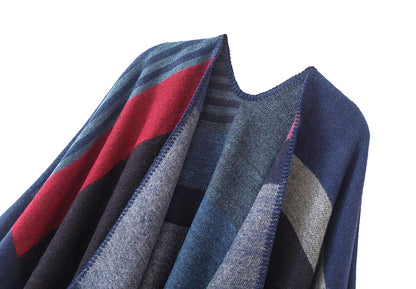 Shmily Girl Poncho Damen Strick Poncho Winter Warm Elegant Poncho Decke Poncho Cape Mantel Übergroße Poncho Schal Frauen