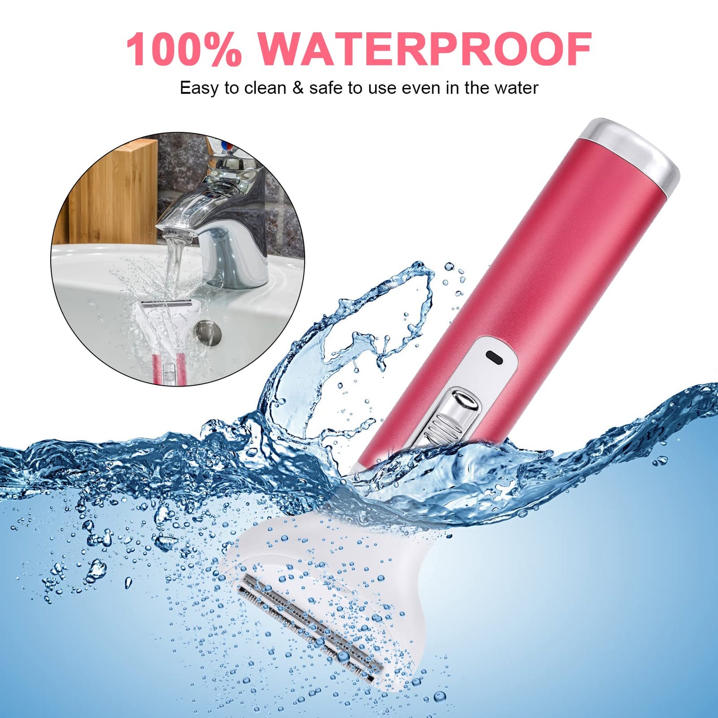 ACWOO Electric Shaver for Women, 4-in-1 Electric Women's Razor, Painless Intimate Shaver for Women, Hair Trimmer for Face, Nose, Armpits, Intimate Area, Bikini Area, USB Charging