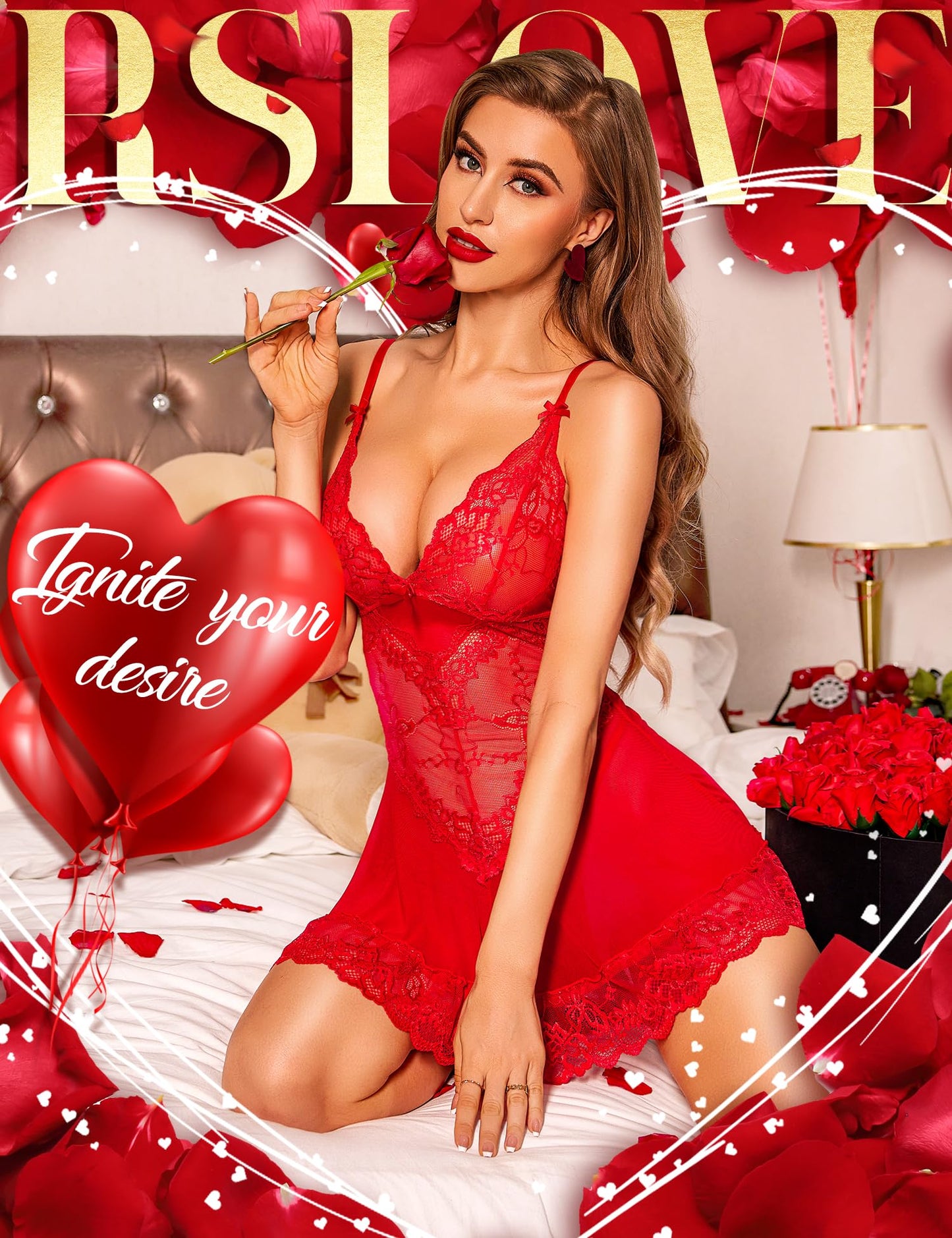 RSLOVE Babydoll Lingerie for Women, Lace Chemise, Sexy Sleepwear, Dress