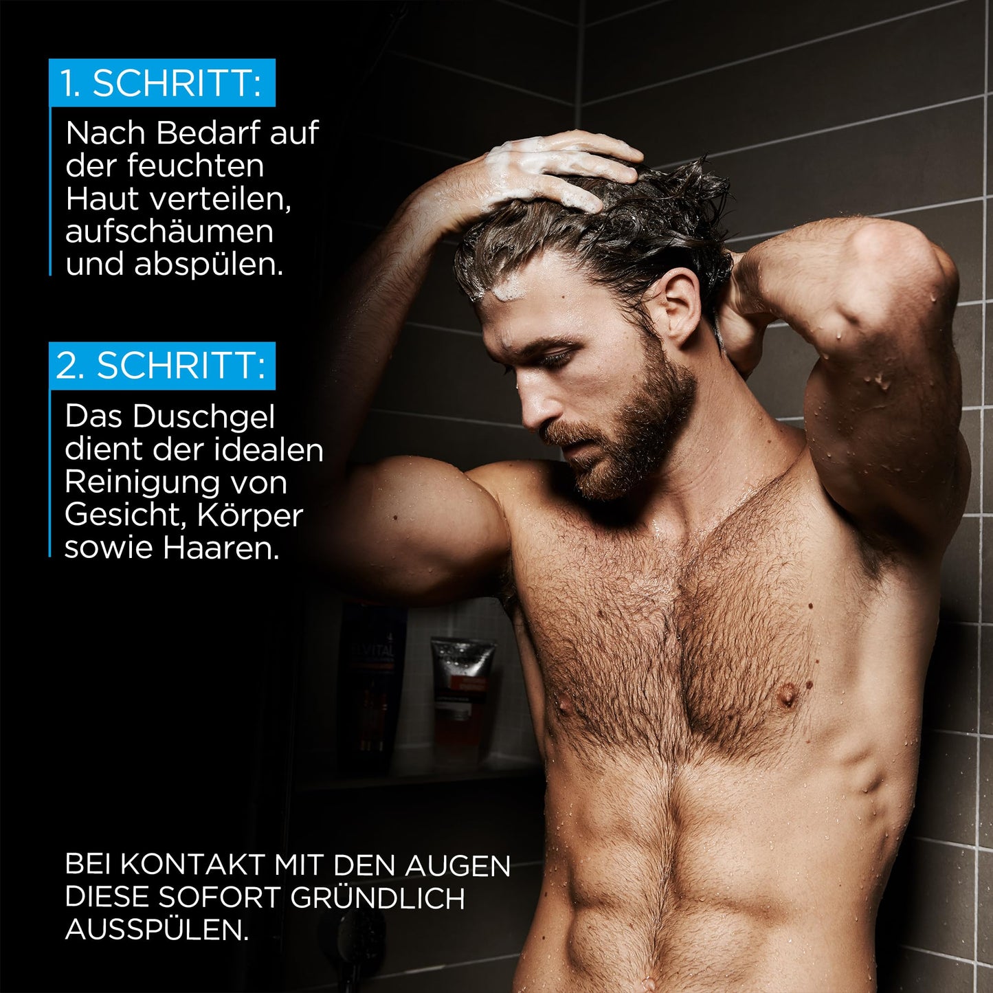 L'Oréal Men Expert Duschgel und Shampoo für Männer, Duschbad zur Reinigung von Körper, Haar und Gesicht, Herren Körperpflege für hydratisierte Haut mit Mountain Water, Hydra Power, 1 x 250 ml