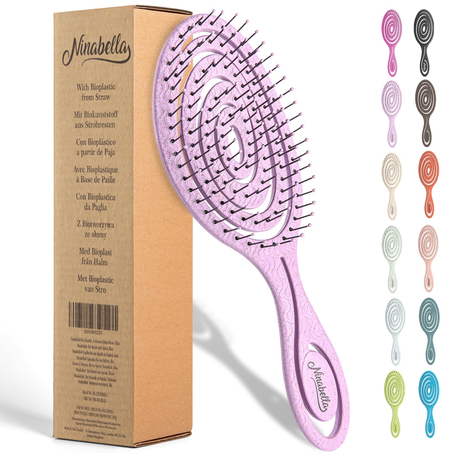 Ninabella Hair Brush without Pulling - Brush for Men and Women - Detangler Brush Also for Curls & Long Hair - Detangling Brush Hair Brushes - Black