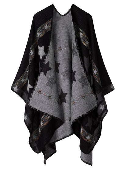 Shmily Girl Poncho Damen Strick Poncho Winter Warm Elegant Poncho Decke Poncho Cape Mantel Übergroße Poncho Schal Frauen