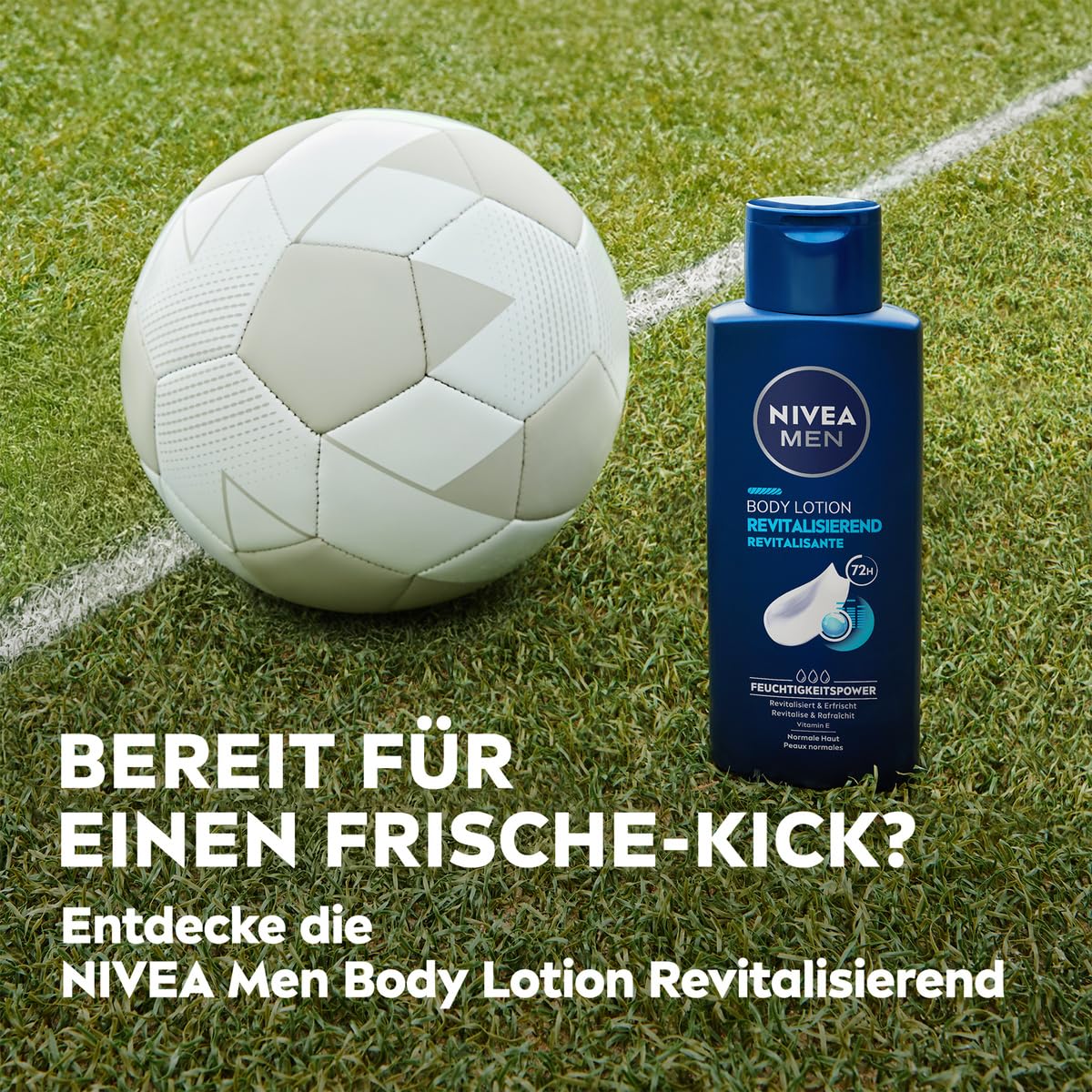 NIVEA MEN Body Lotion Revitalising, Non-Greasy Body Cream with Vitamin E, Fast Absorbing and Refreshing Body Milk for Normal Skin (250 ml)