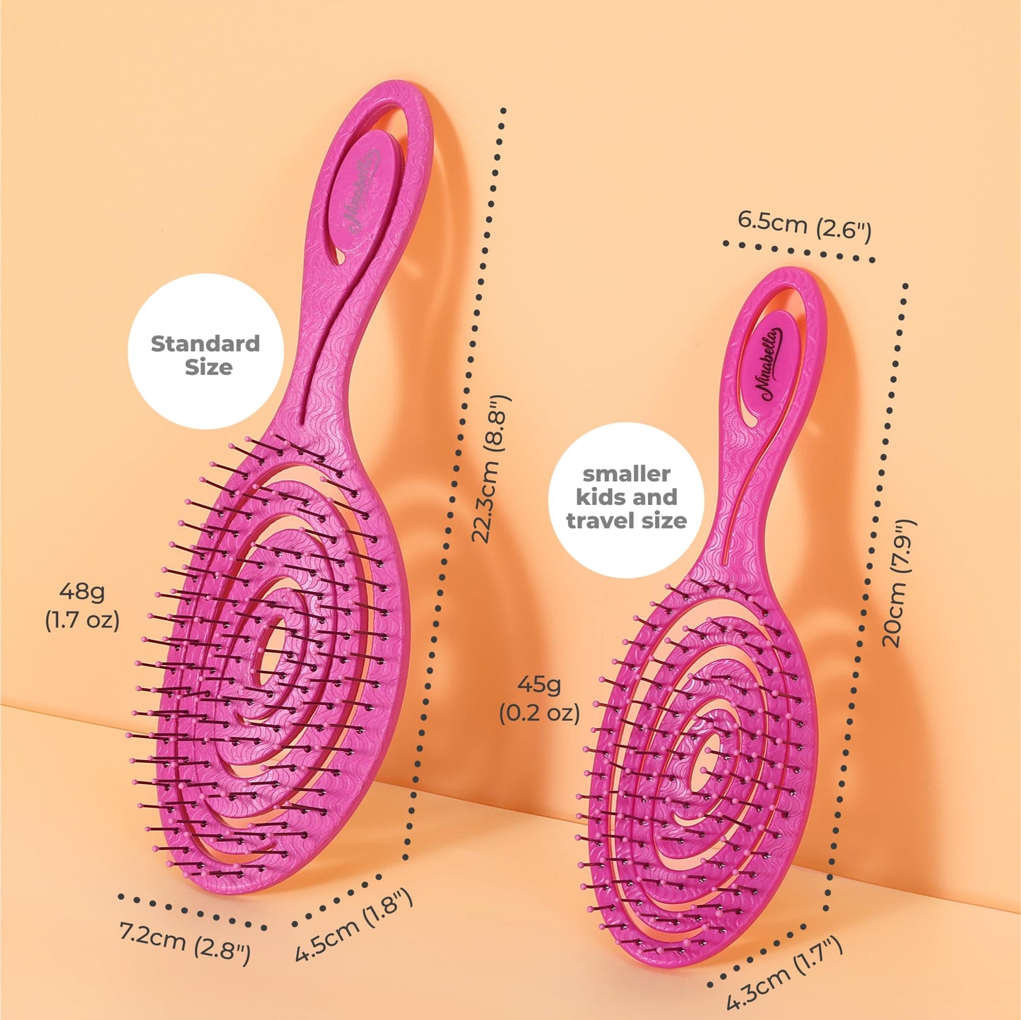 Ninabella Hair Brush without Pulling - Brush for Men and Women - Detangler Brush Also for Curls & Long Hair - Detangling Brush Hair Brushes - Black