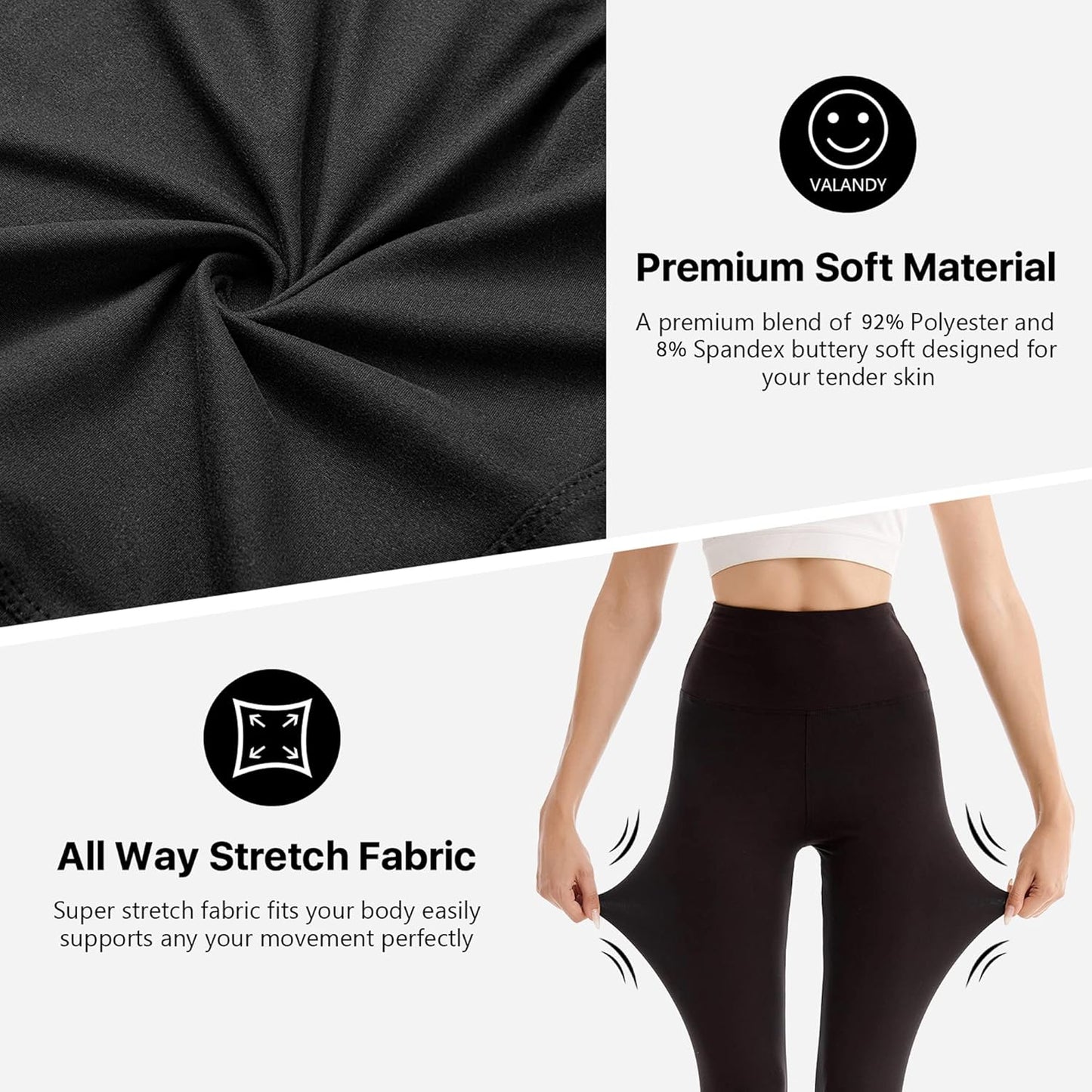 SINOPHANT Women's High Waist Opaque Leggings with Abdominal Control for Sports Yoga Gym