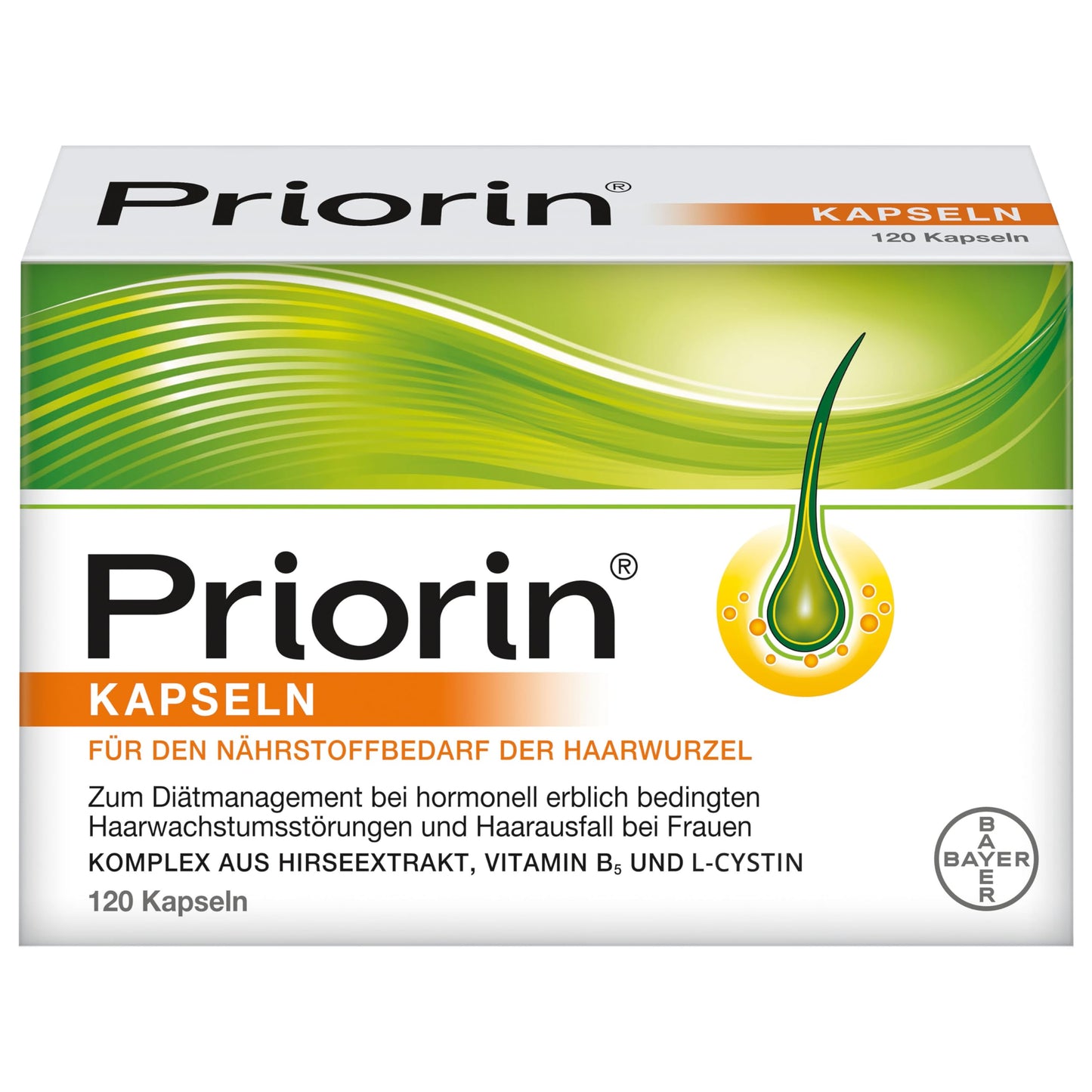 Priorin Kapseln - Haarkapseln mit Nährstoffen für die Haarwurzeln - bei hormonell erblich bedingtem Haarausfall und Haarwachstumsstörungen - 1 x 120 Kapseln