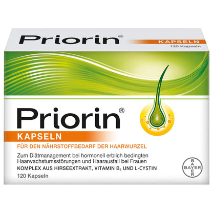 Priorin Kapseln - Haarkapseln mit Nährstoffen für die Haarwurzeln - bei hormonell erblich bedingtem Haarausfall und Haarwachstumsstörungen - 1 x 120 Kapseln