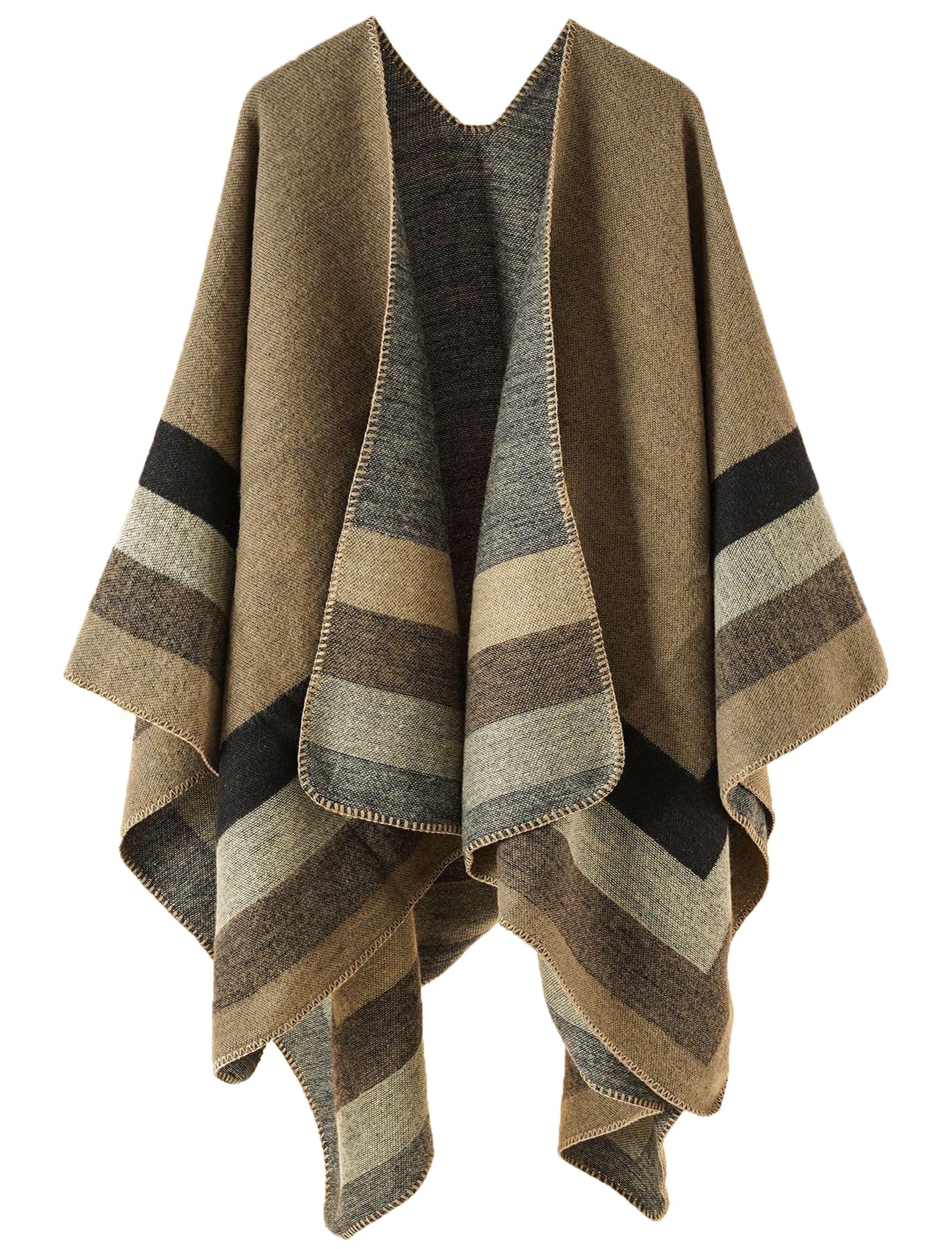 Shmily Girl Poncho Damen Strick Poncho Winter Warm Elegant Poncho Decke Poncho Cape Mantel Übergroße Poncho Schal Frauen