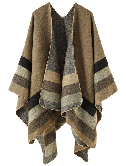 Shmily Girl Poncho Damen Strick Poncho Winter Warm Elegant Poncho Decke Poncho Cape Mantel Übergroße Poncho Schal Frauen