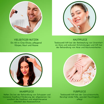 Kanzy Teebaumöl Bio Naturrein 60ml mit Pipette Kaltgepresst Tea Tree Oil für Gesicht (60ml)