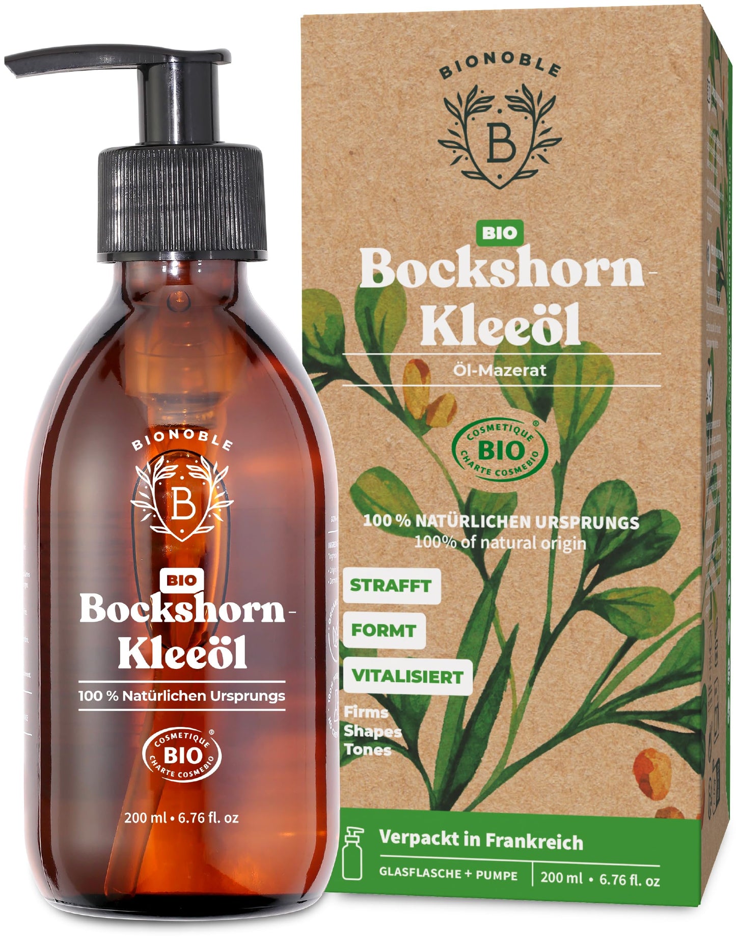 Bionoble Organic Castor Oil, 50 ml, 100% Pure, Natural and Cold Pressed, for Eyelashes, Eyebrows, Hair, Beard, Nails, Vegan and Cruelty-Free, Glass Bottle + Pipette + Pump