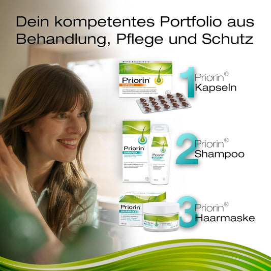 Priorin Haarmaske - Haarkur für kraftloses und brüchiges Haar - ergänzende Pflege für die Haarausfallbehandlung und um das natürliche Haarwachstum zu unterstützen – 3 Monats - Packung