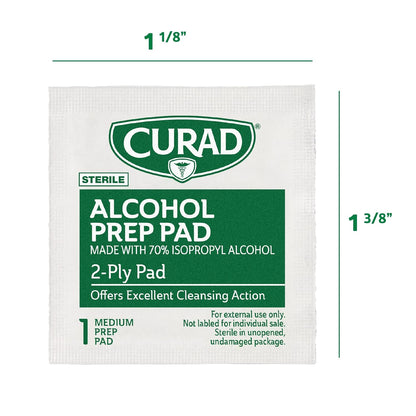 CURAD Alcohol Prep Pads (Pack of 4 Boxes) | 400 Pieces of Medium Isopropyl Alcohol Wipes Individually Wrapped | First Aid Alcohol Swabs for Cuts & Scrapes | Medical Alcohol Pads for General Cleansing