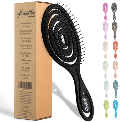 Ninabella Hair Brush without Pulling - Brush for Men and Women - Detangler Brush Also for Curls & Long Hair - Detangling Brush Hair Brushes - Black