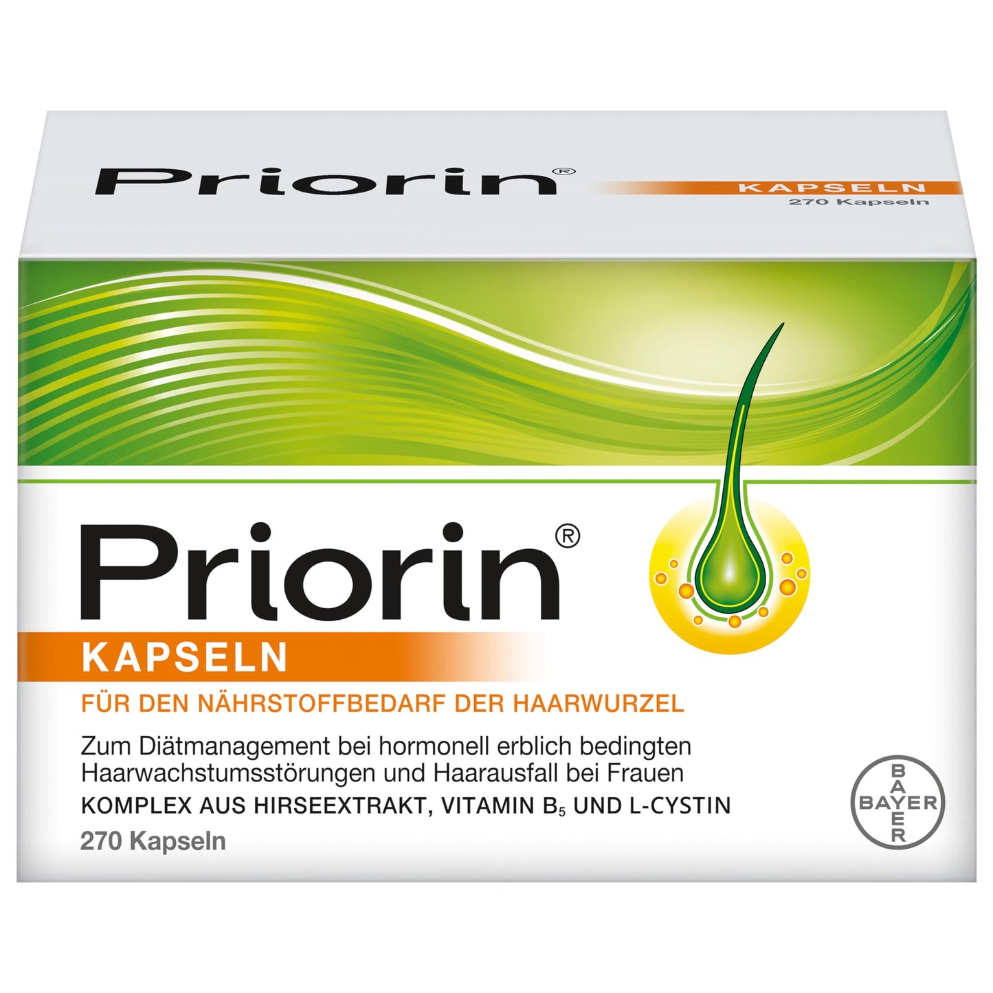Priorin Kapseln - Haarkapseln mit Nährstoffen für die Haarwurzeln - bei hormonell erblich bedingtem Haarausfall und Haarwachstumsstörungen - 1 x 120 Kapseln