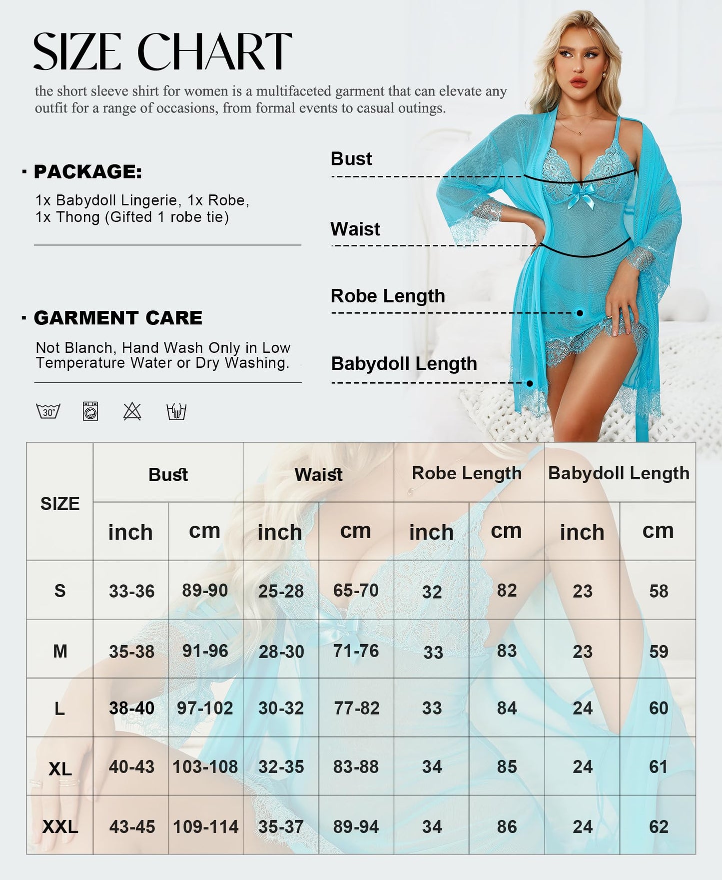 RSLOVE Sexy Lingerie for Women, Lace Babydoll with Dressing Gown, Night Dress, Sleepwear
