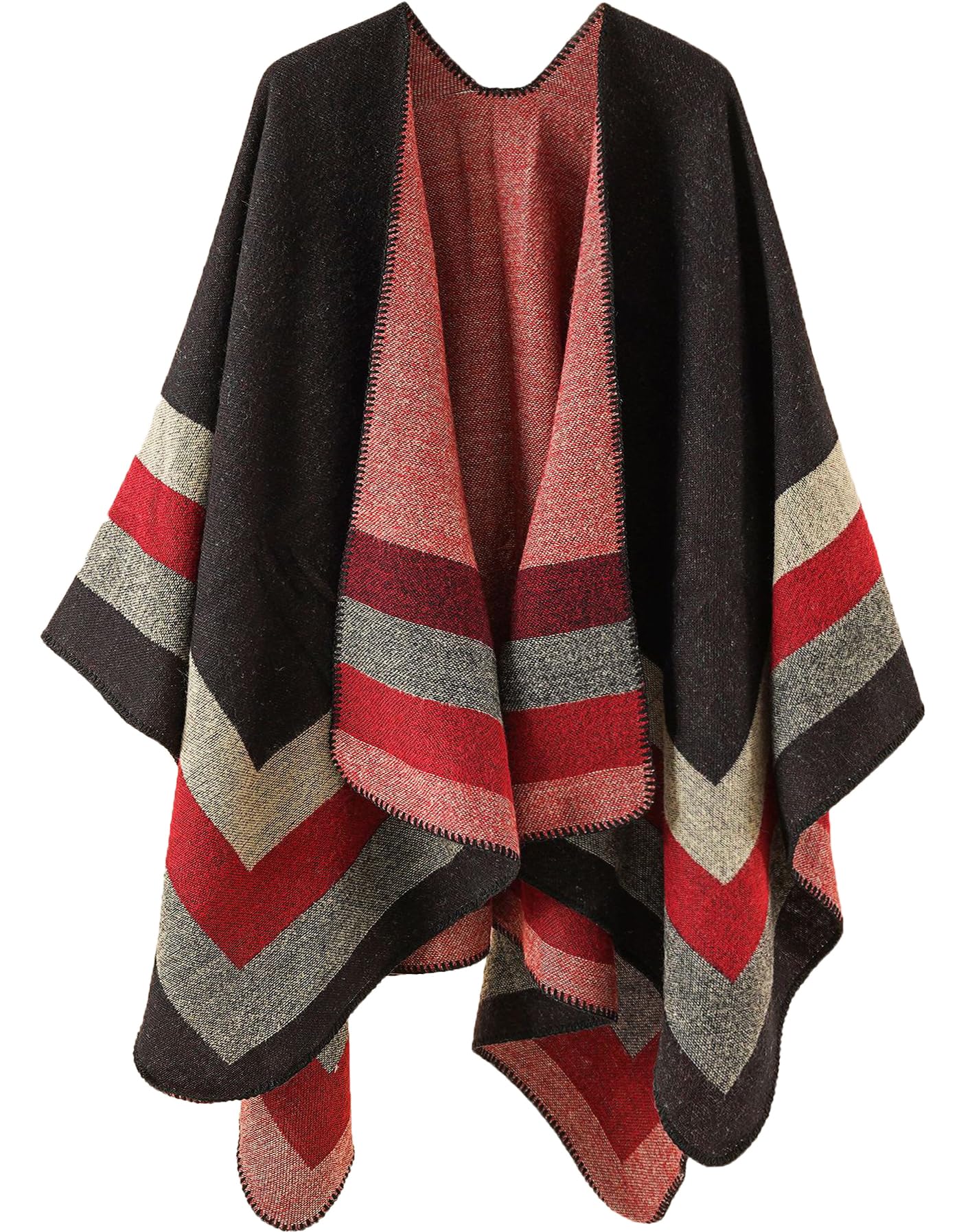 Shmily Girl Poncho Damen Strick Poncho Winter Warm Elegant Poncho Decke Poncho Cape Mantel Übergroße Poncho Schal Frauen