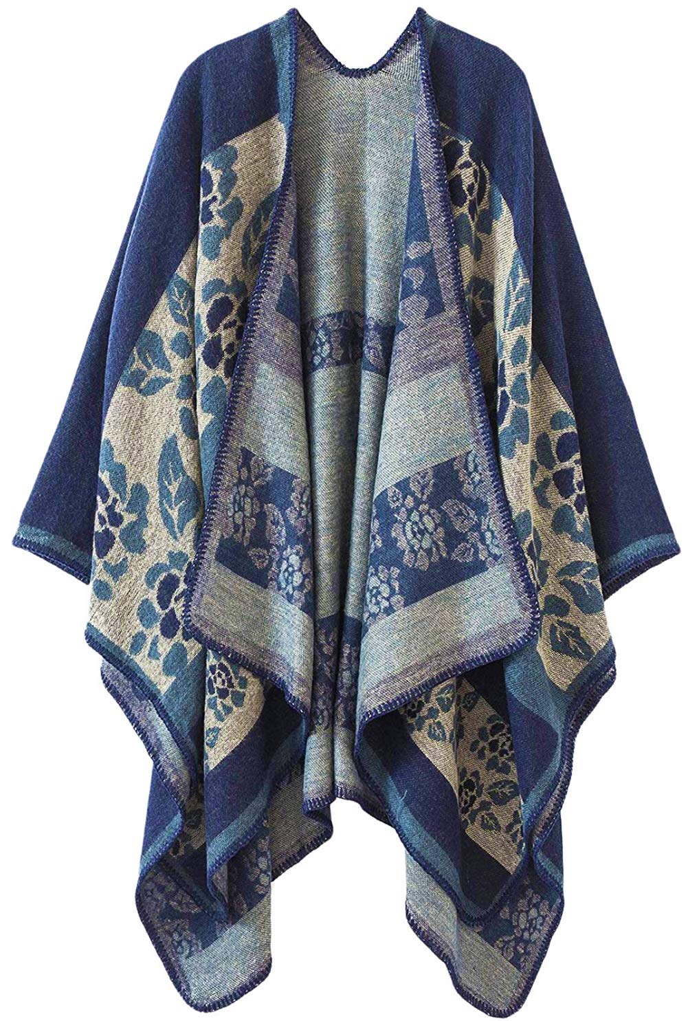 Shmily Girl Poncho Damen Strick Poncho Winter Warm Elegant Poncho Decke Poncho Cape Mantel Übergroße Poncho Schal Frauen