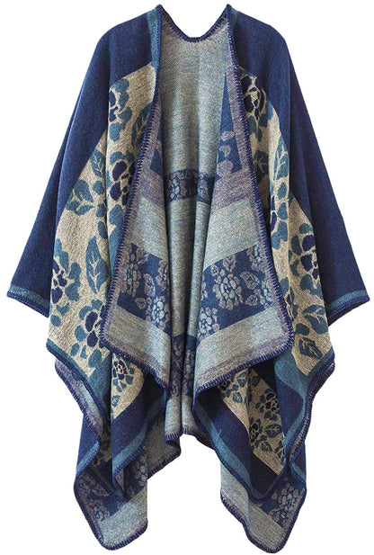 Shmily Girl Poncho Damen Strick Poncho Winter Warm Elegant Poncho Decke Poncho Cape Mantel Übergroße Poncho Schal Frauen