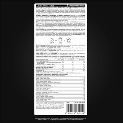 ESN Premium Designer Whey Protein Pulver, Cherry Yogurt, 1 kg, bis zu 23 g Protein pro Portion, ideal zum Muskelaufbau und -erhalt - made in Germany