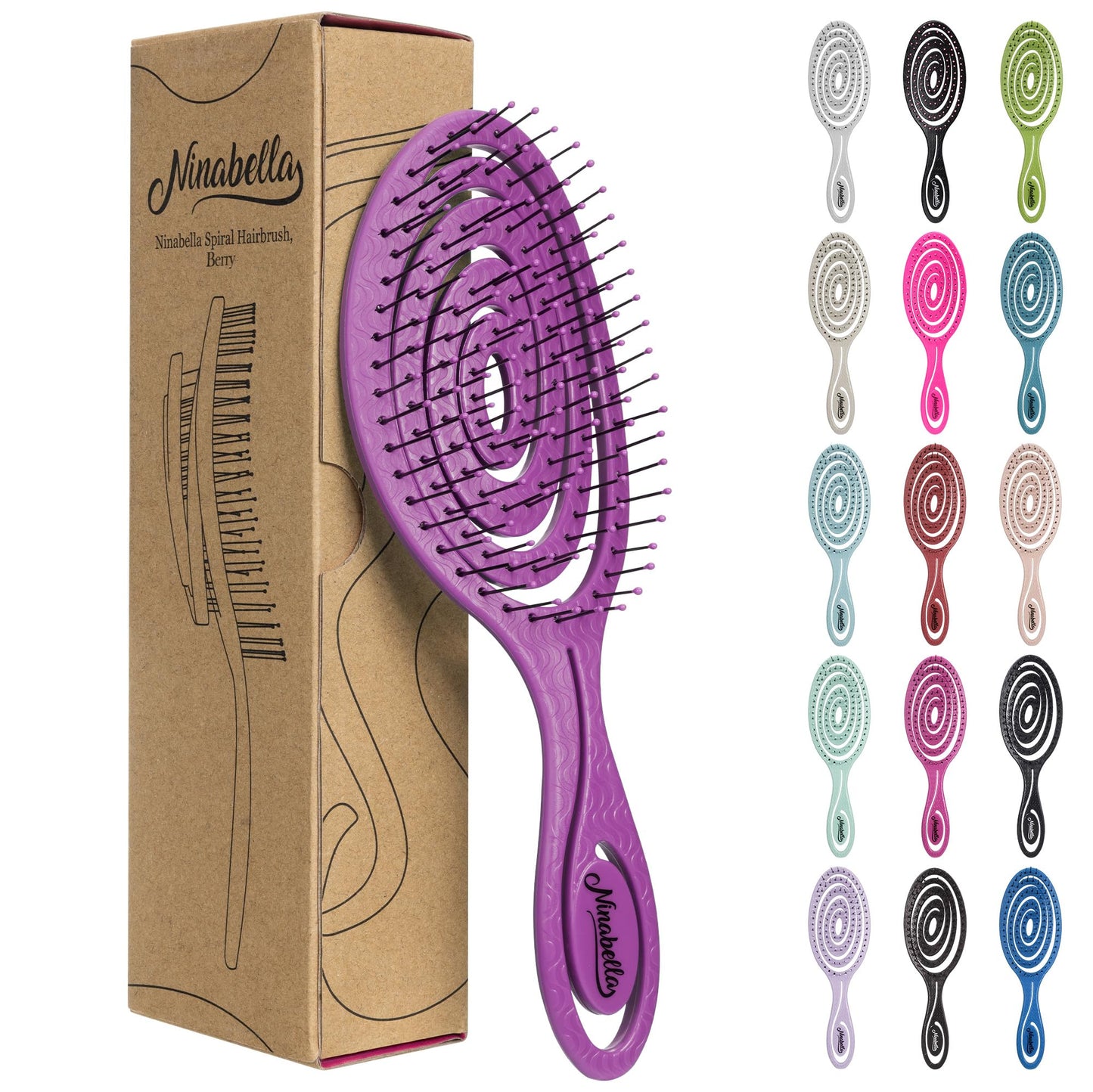 Ninabella Hair Brush without Pulling - Brush for Men and Women - Detangler Brush Also for Curls & Long Hair - Detangling Brush Hair Brushes - Black
