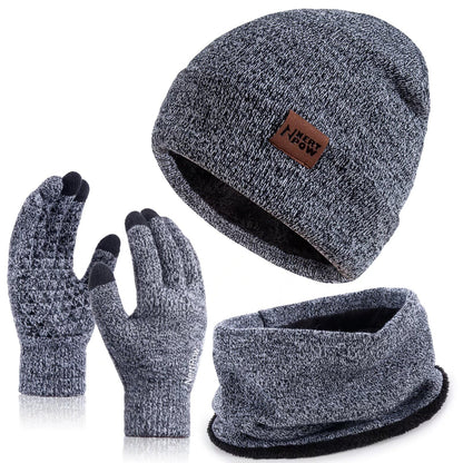 Nertpow Mütze, Schal & Handschuh-Sets für Damen Herren,Touchscreen Handschuhe Winter Beanie Mütze Stricken mit Fleece Gefüttert Schal Halswärmer Geschenk Set