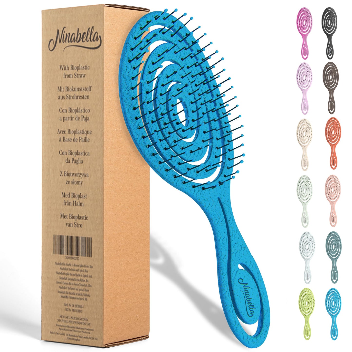 Ninabella Hair Brush without Pulling - Brush for Men and Women - Detangler Brush Also for Curls & Long Hair - Detangling Brush Hair Brushes - Black