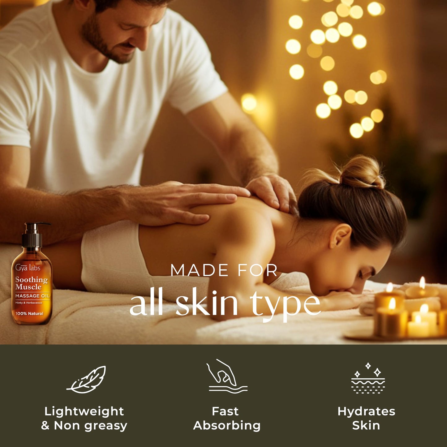 Gya Labs Lavendel Massageöle - 100% Reines Natürliches Aromatherapie Massageöl zur Körperentspannung für Männer und Frauen - Hergestellt mit Jojoba, Argan und Lavendel