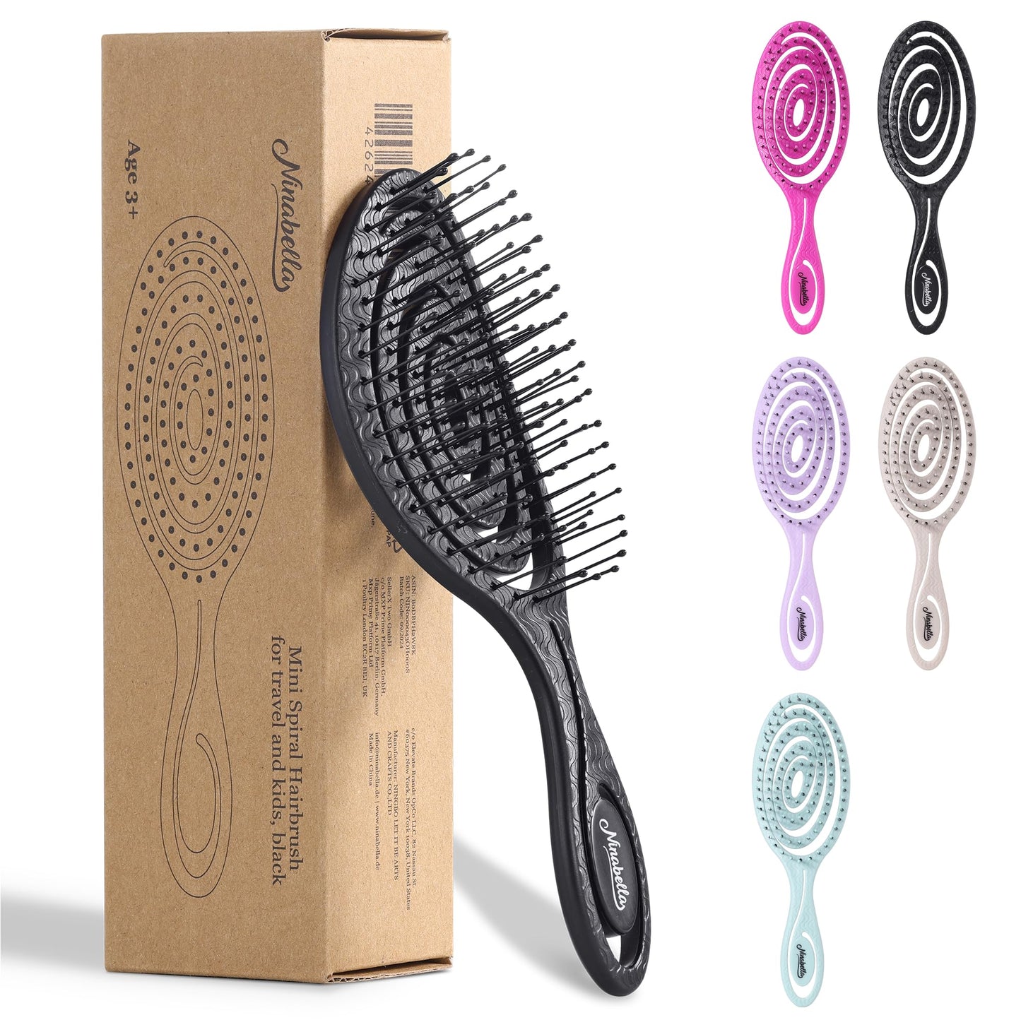 Ninabella Hair Brush without Pulling - Brush for Men and Women - Detangler Brush Also for Curls & Long Hair - Detangling Brush Hair Brushes - Black