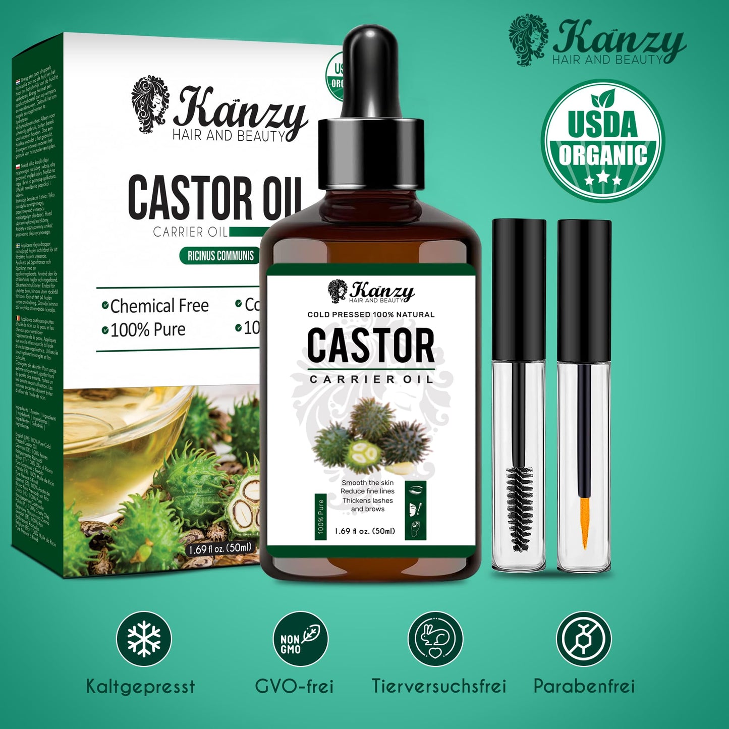 Kanzy Teebaumöl Bio Naturrein 60ml mit Pipette Kaltgepresst Tea Tree Oil für Gesicht (60ml)