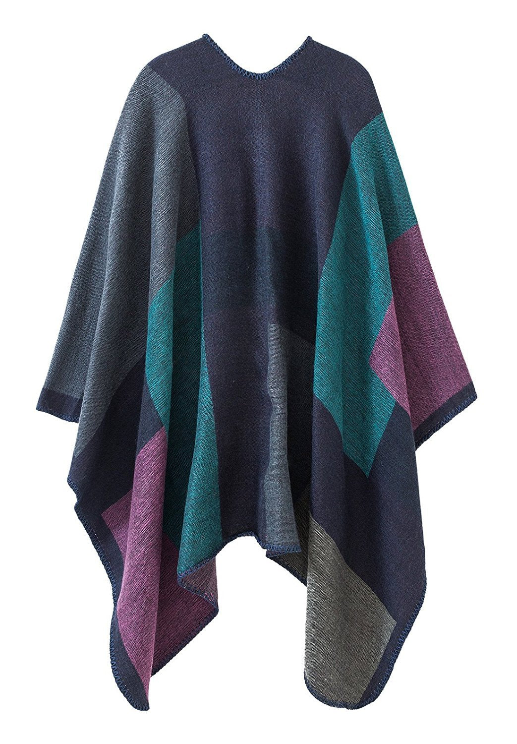 Shmily Girl Poncho Damen Strick Poncho Winter Warm Elegant Poncho Decke Poncho Cape Mantel Übergroße Poncho Schal Frauen