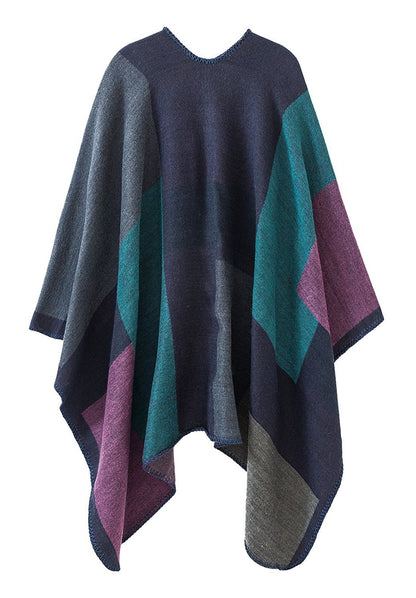 Shmily Girl Poncho Damen Strick Poncho Winter Warm Elegant Poncho Decke Poncho Cape Mantel Übergroße Poncho Schal Frauen