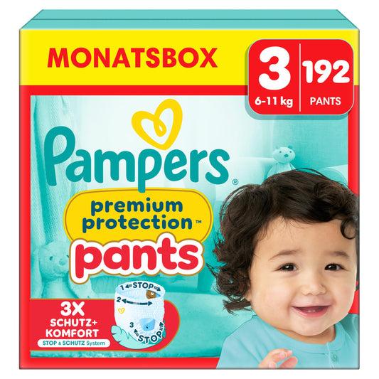 Pampers Premium Protection Pants Size 5, 144 Nappies, 11 kg - 17 kg, with 360° Fit and 2 x Wider Cuffs than Before for Our Best Comfort and Protection