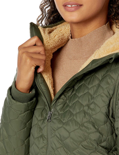 Amazon Essentials Women's Lightweight Quilted Water-Repellent Quilted Jacket with Sherpa Lining and Full Zip