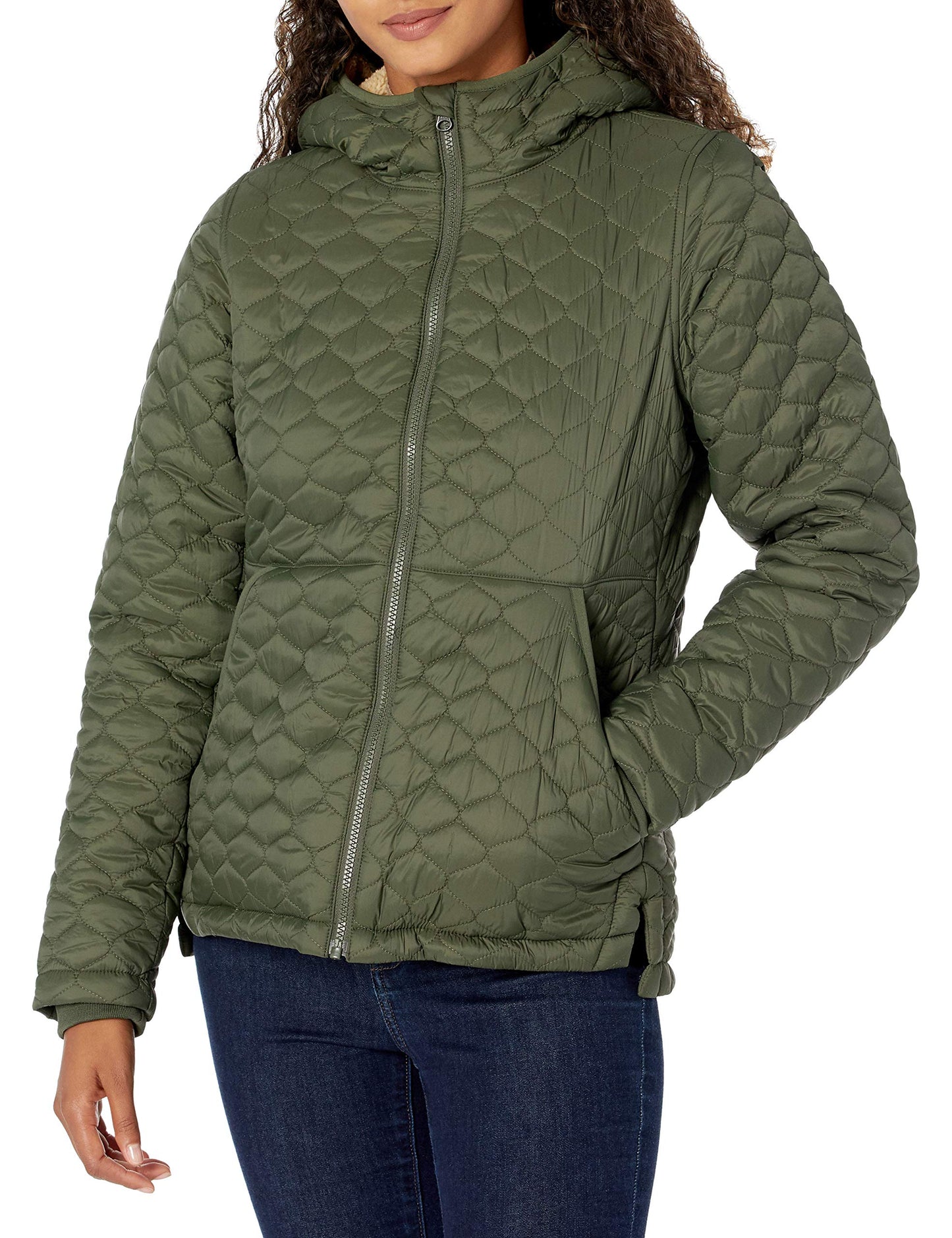 Amazon Essentials Women's Lightweight Quilted Water-Repellent Quilted Jacket with Sherpa Lining and Full Zip