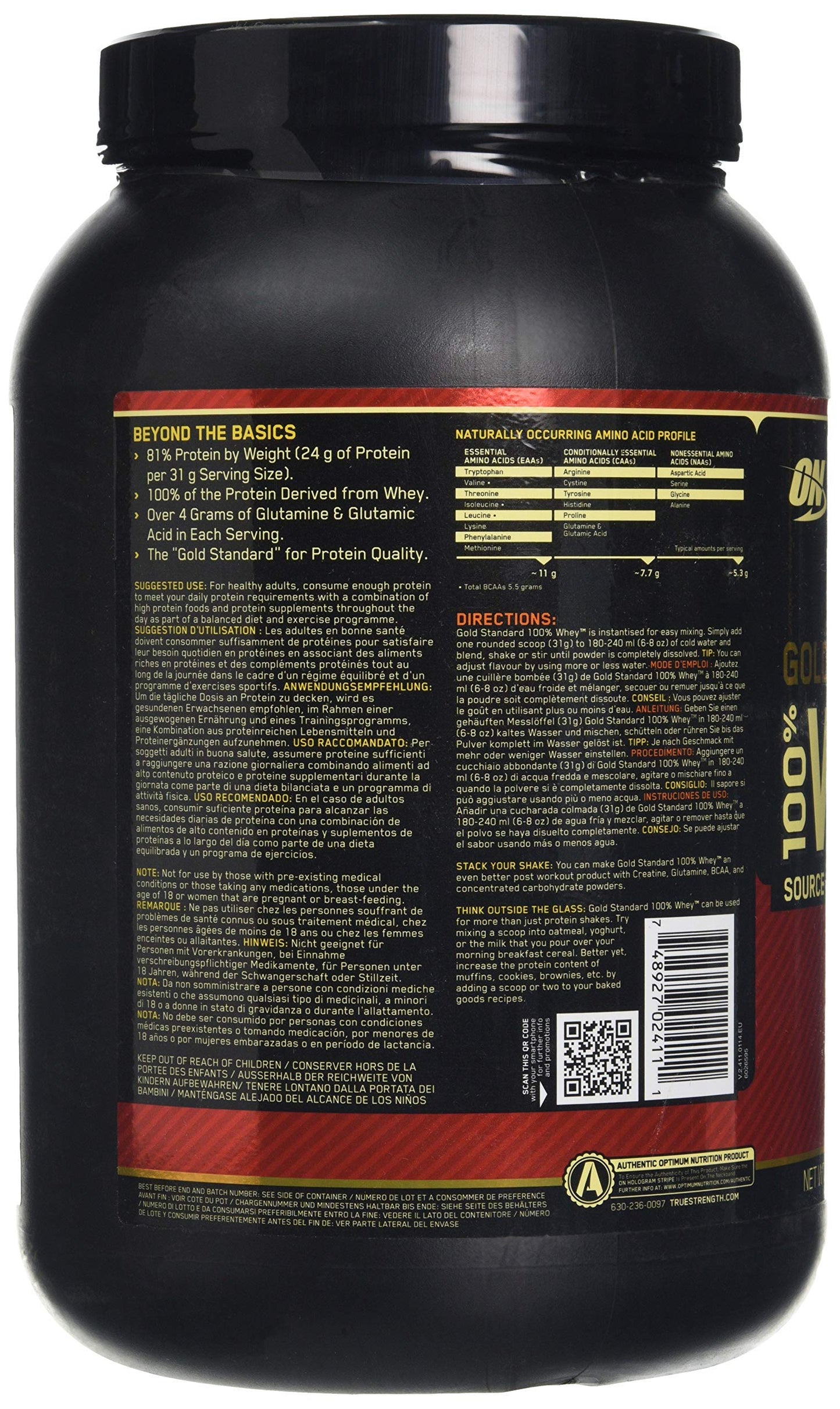 Optimum Nutrition Gold Standard 100% Whey, Proteinpulver, Geschmack Delicious Strawberry, 900g, 30 Portionen