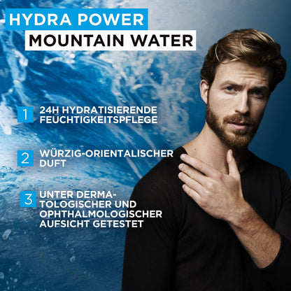 L'Oréal Men Expert Duschgel und Shampoo für Männer, Duschbad zur Reinigung von Körper, Haar und Gesicht, Herren Körperpflege für hydratisierte Haut mit Mountain Water, Hydra Power, 1 x 250 ml