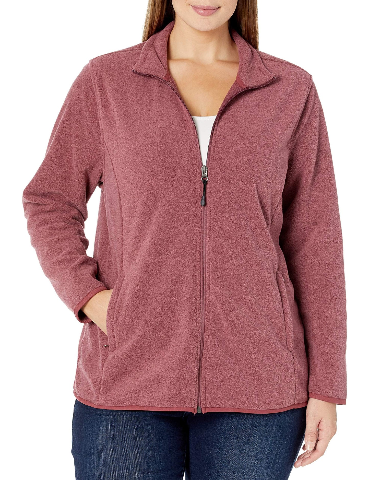 Amazon Essentials Ladies Zip Up Fleece Jacket Classic Fit Knitted Fleece (Available in Plus Sizes)