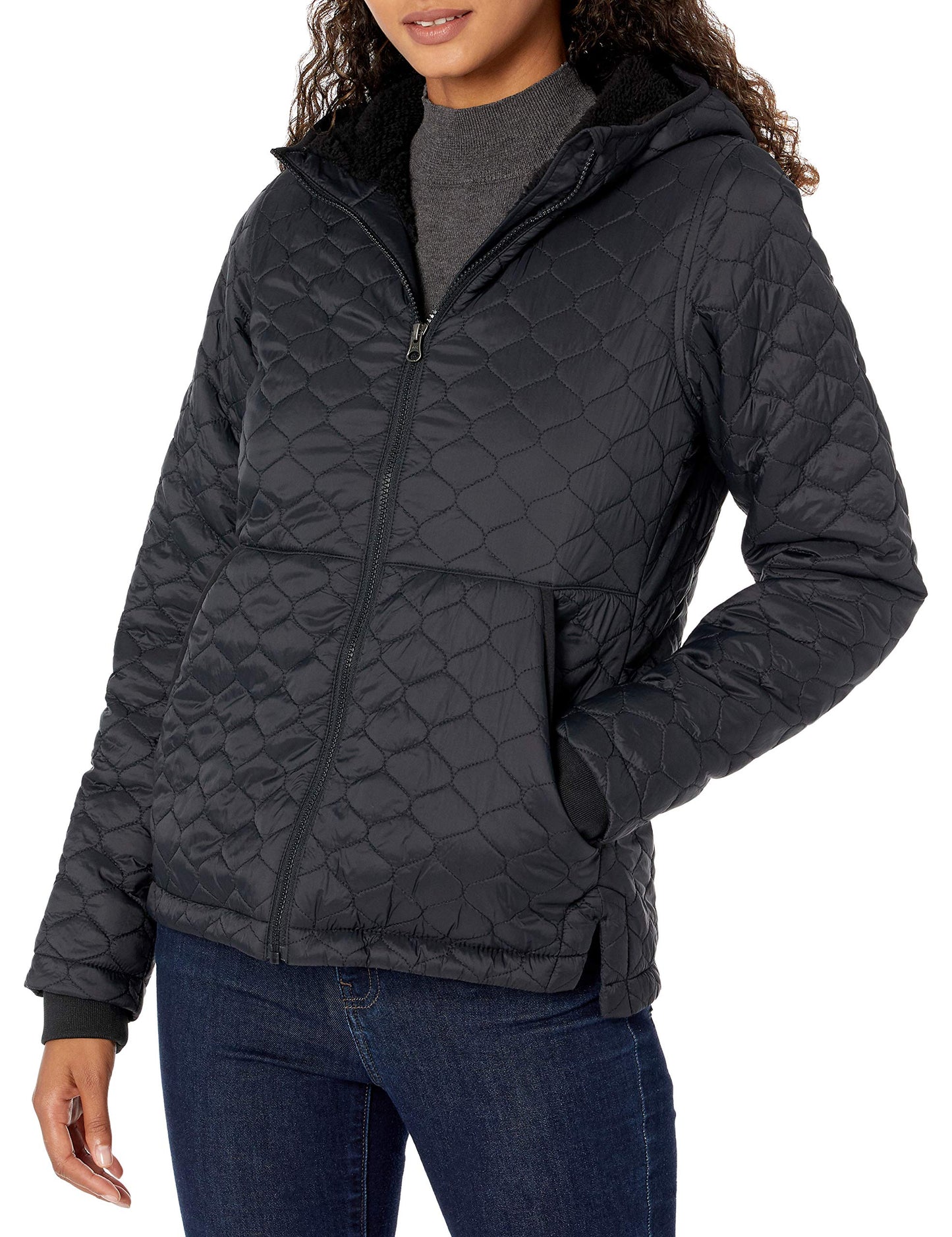 Amazon Essentials Women's Lightweight Quilted Water-Repellent Quilted Jacket with Sherpa Lining and Full Zip