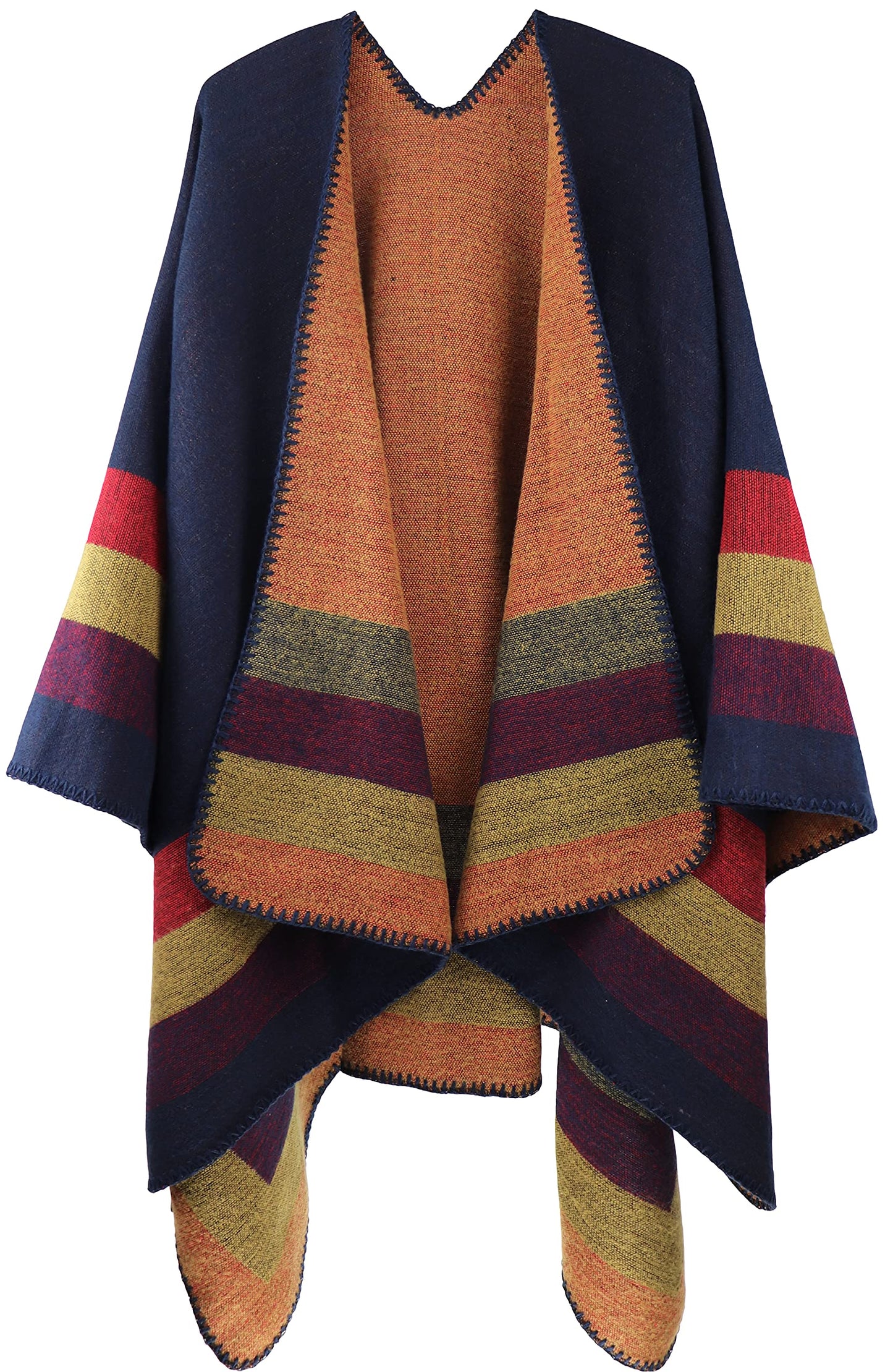 Shmily Girl Poncho Damen Strick Poncho Winter Warm Elegant Poncho Decke Poncho Cape Mantel Übergroße Poncho Schal Frauen