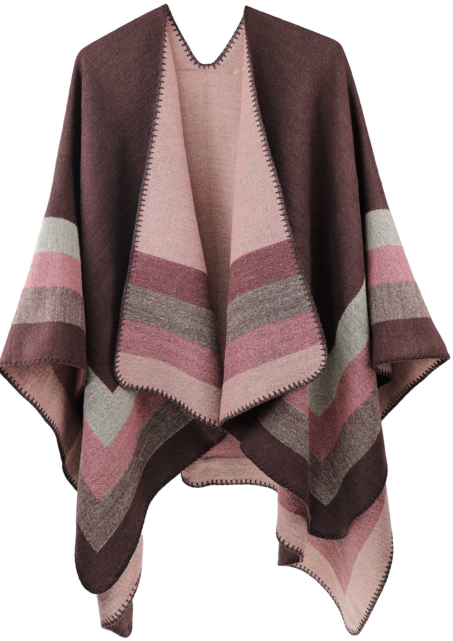 Shmily Girl Poncho Damen Strick Poncho Winter Warm Elegant Poncho Decke Poncho Cape Mantel Übergroße Poncho Schal Frauen