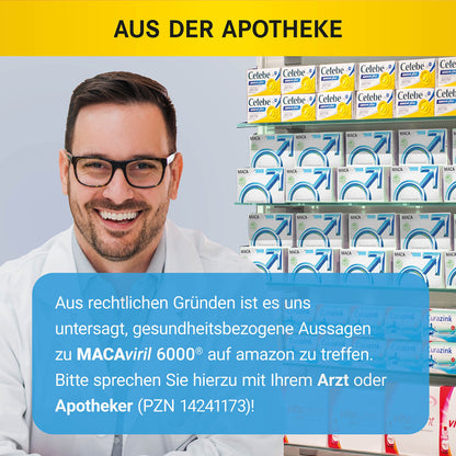 MacAviril® 6000 | From Your Pharmacy | 100% Peruvian Maca | High Dose | High Purity | Made in Germany