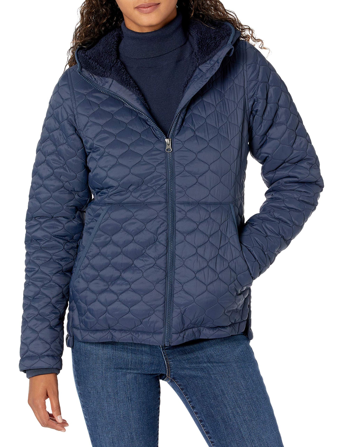 Amazon Essentials Women's Lightweight Quilted Water-Repellent Quilted Jacket with Sherpa Lining and Full Zip